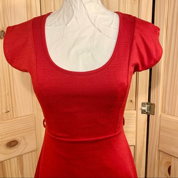 VTG Rue 21 Red Short Mini Dress Sz S Cap Sleeves Y2K 90s Feminine Valentines Day - Picture 6 of 10